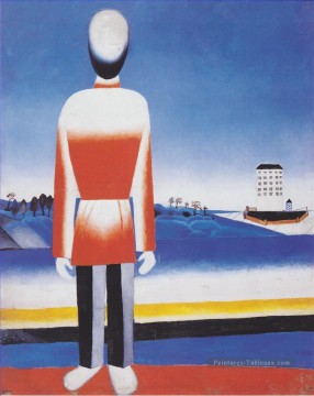 Abstraite pure œuvres - homme suprematic dans le paysage 1930 Kazimir Malevich résumé